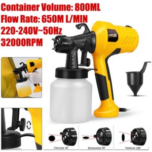 Becornce 360° 400W 800ML High Power Home Electric Paint Sprayer Spray-Gun Easy Spraying and Clean Perfect for Beginner