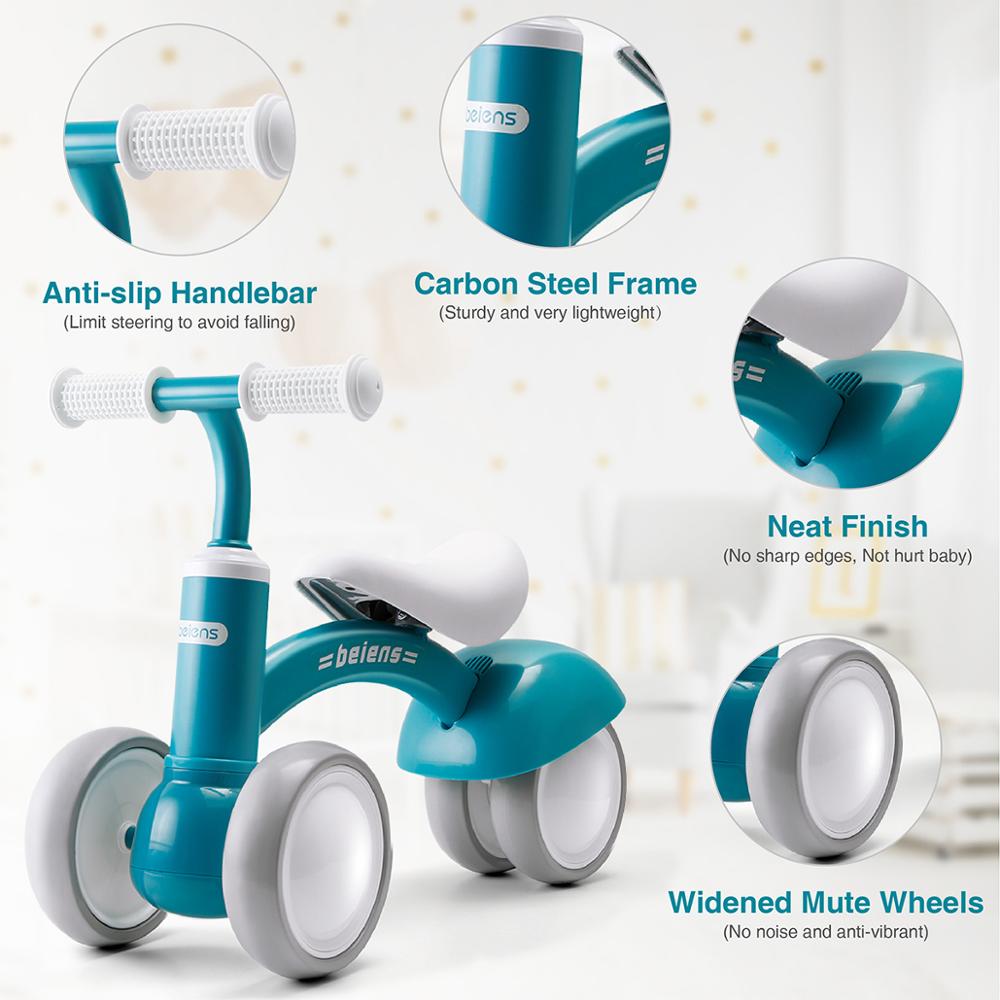Beiens Kids Toys Balance Bike Walker Baby Ride on Tricycle Toy for Learning Walk Scooter Toddler Outdoor Game Gift 1-3 Years Old