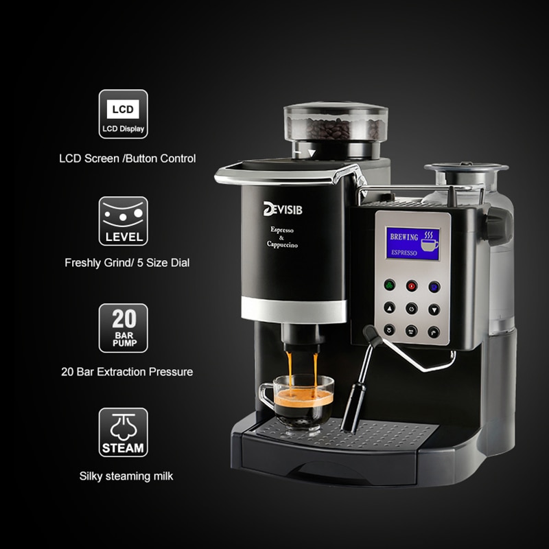 DEVISIB Professional Coffee Machine Coffee Maker with Grinder Automatic Americano China Tea Cafetera Espresso Kitchen Appliances - Image 2